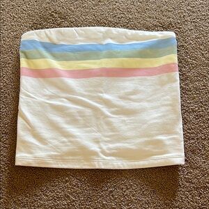 American Eagle Outfitters White Skirt with Pastel Stripes